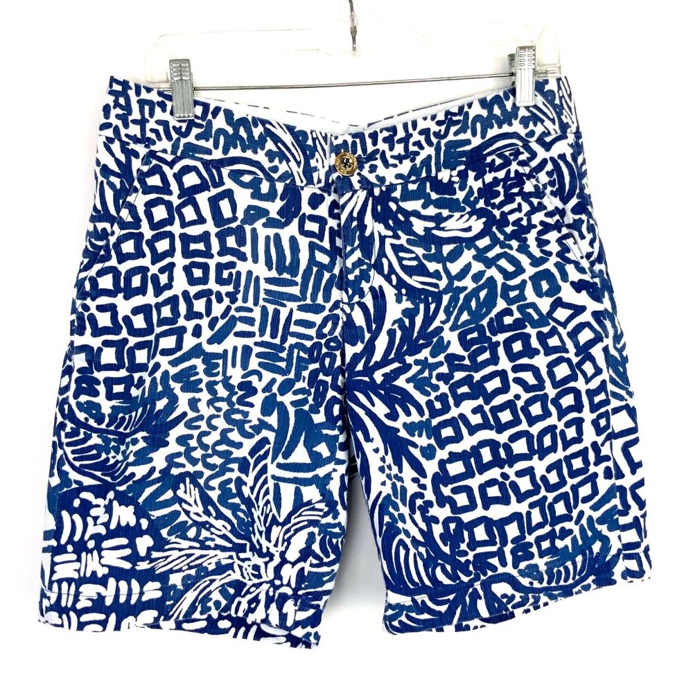 Lilly Pulitzer Chipper Short Home Slice Indigo Sz 8 - Picture 2 of 16